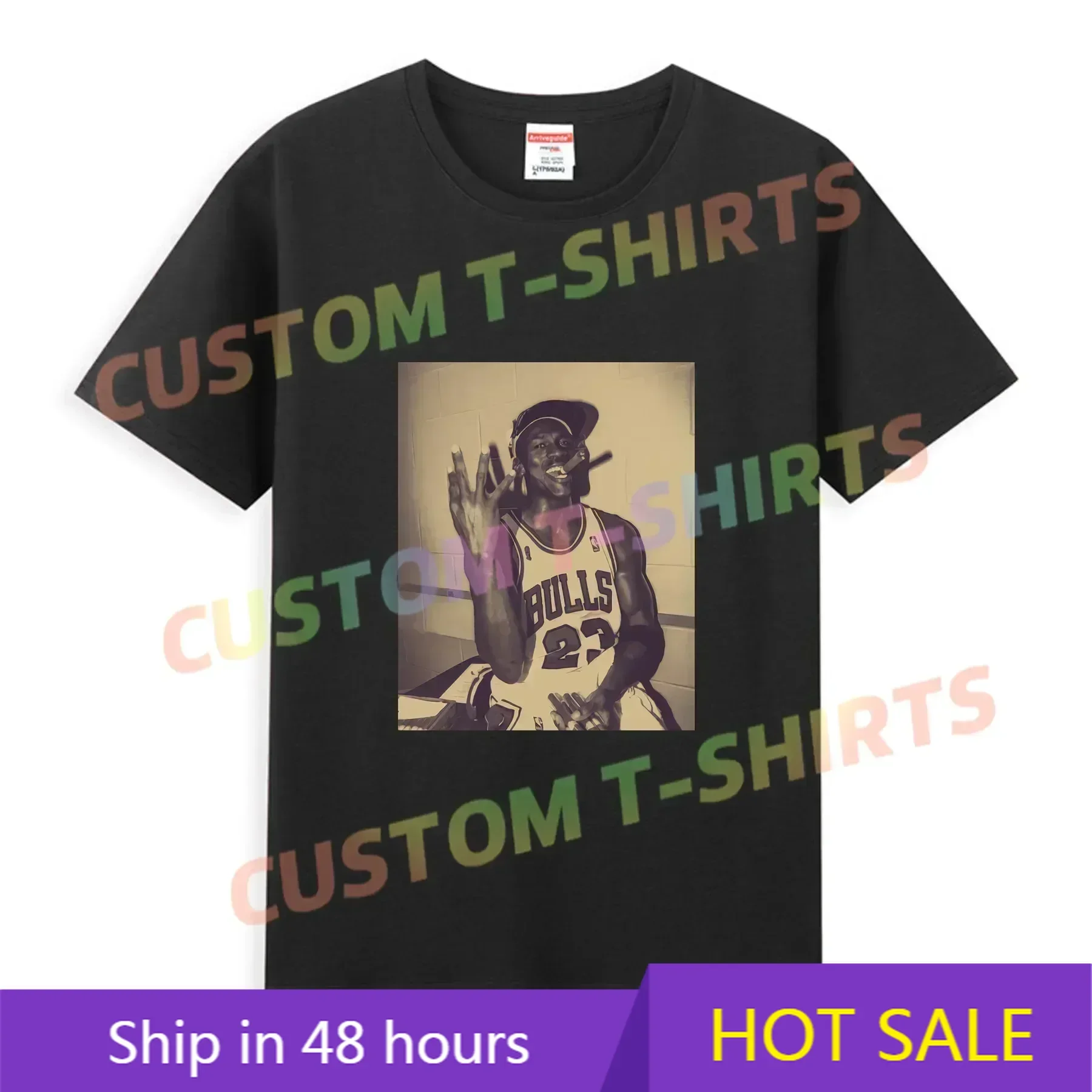 2025 camiseta informal Vintage Michaeling para hombre, camiseta gráfica de gran tamaño Jorden Cigars, ropa de calle cómoda y transpirable, S-3XL