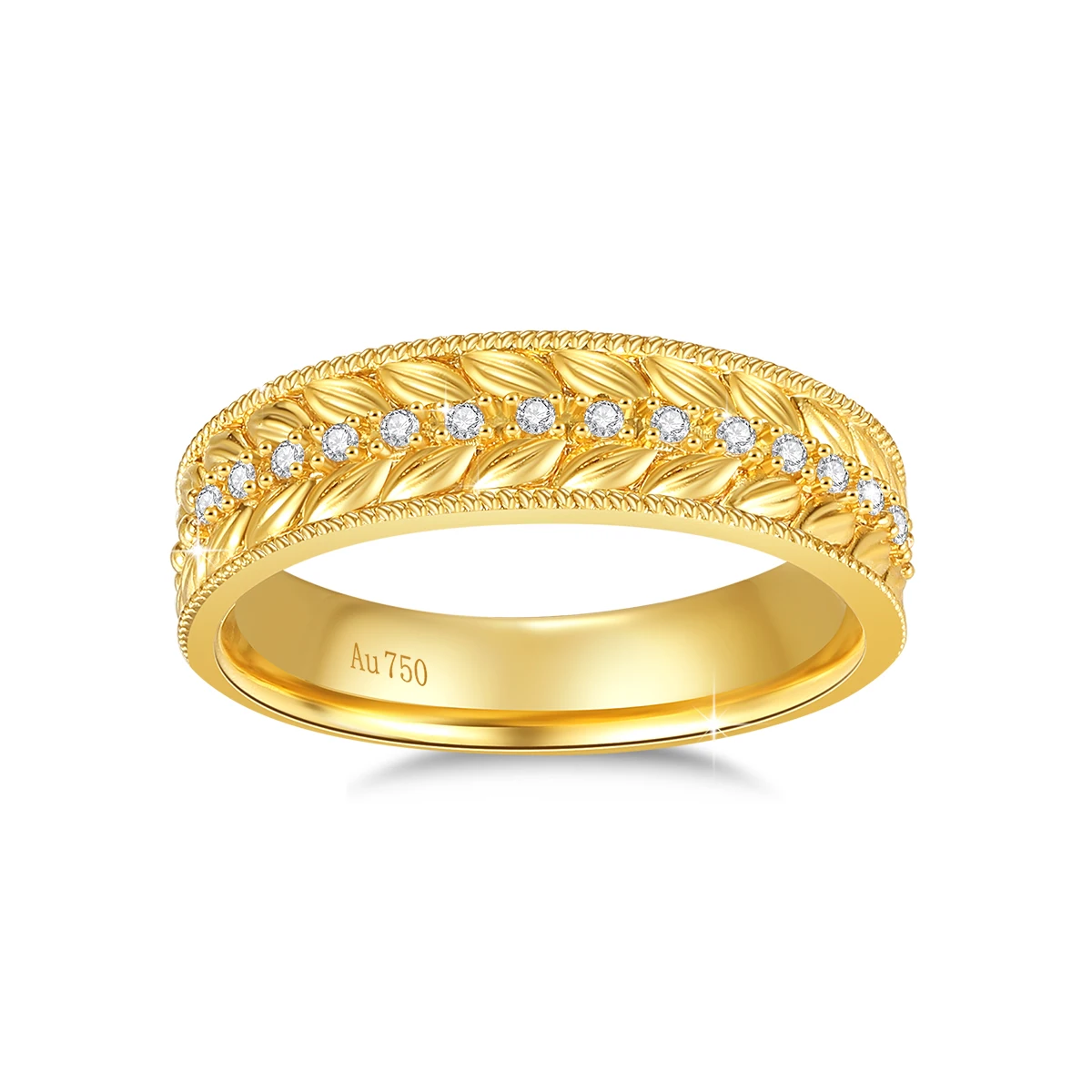 Szjinao Wheat 100% 18-karatowy złoty pierścionek dla kobiety z certyfikatem Luksusowa biżuteria diamentowa Moissanite Wysokiej jakości prezent na zakończenie szkoły Wyprzedaż