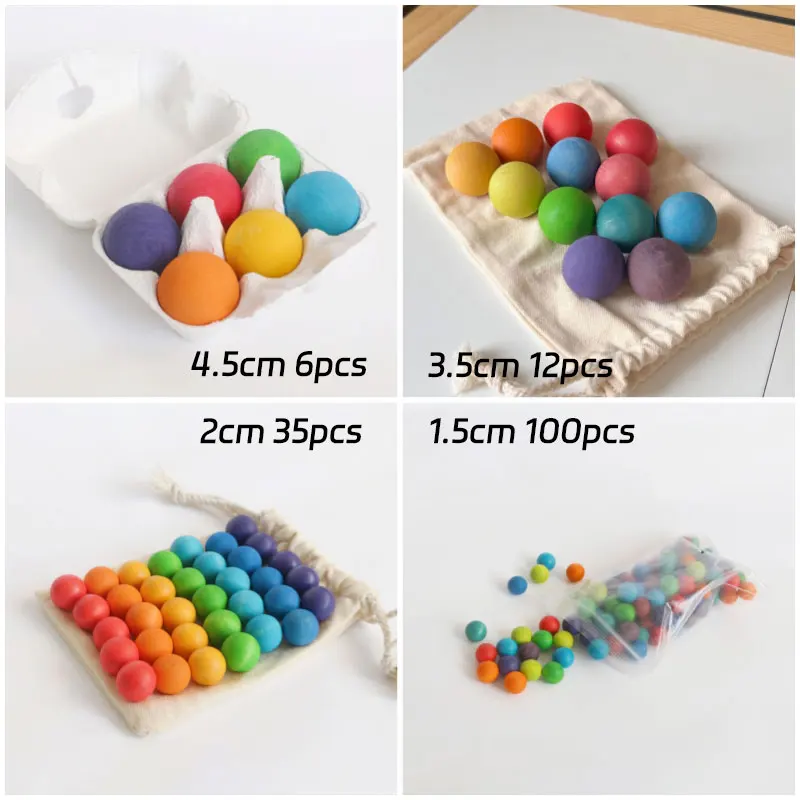 Wooden Balls Rainbow Pastel Color Toys for Musical Sound Marble Tree Montessori Color Sorting Educational Toys for Children