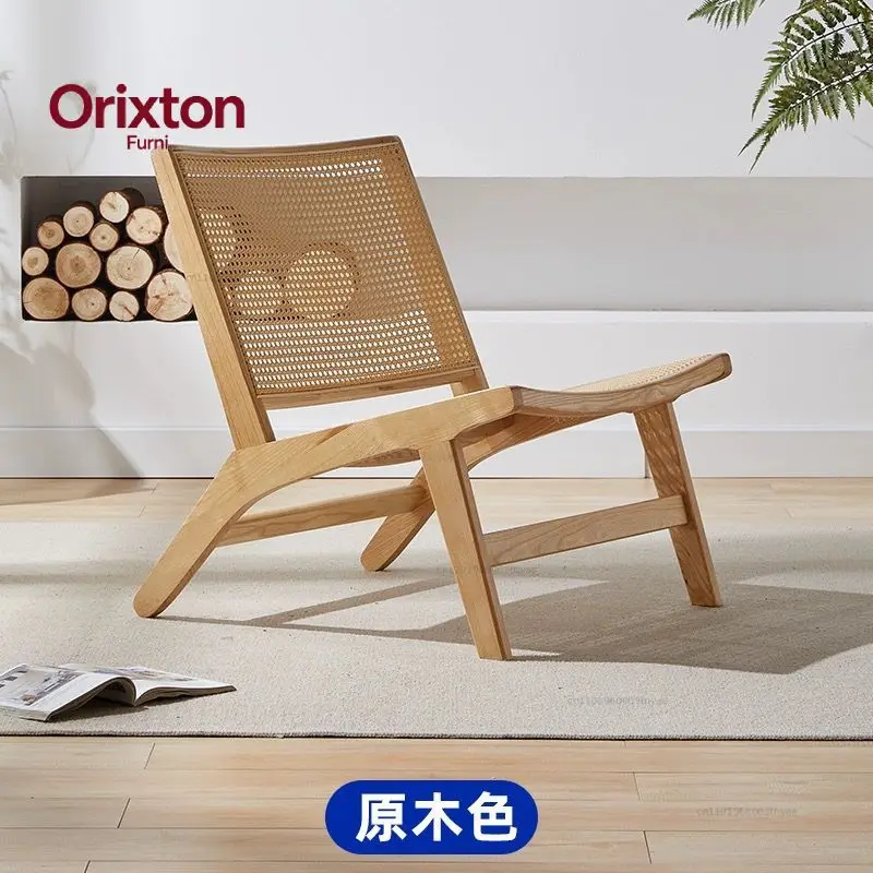 Nordic, Sofa Chair, Solid Wood, Rattan, Recliner Leisure, Chair, Home, Bed and Breakfast Single Lazy, Sofa Balcony, Living Room