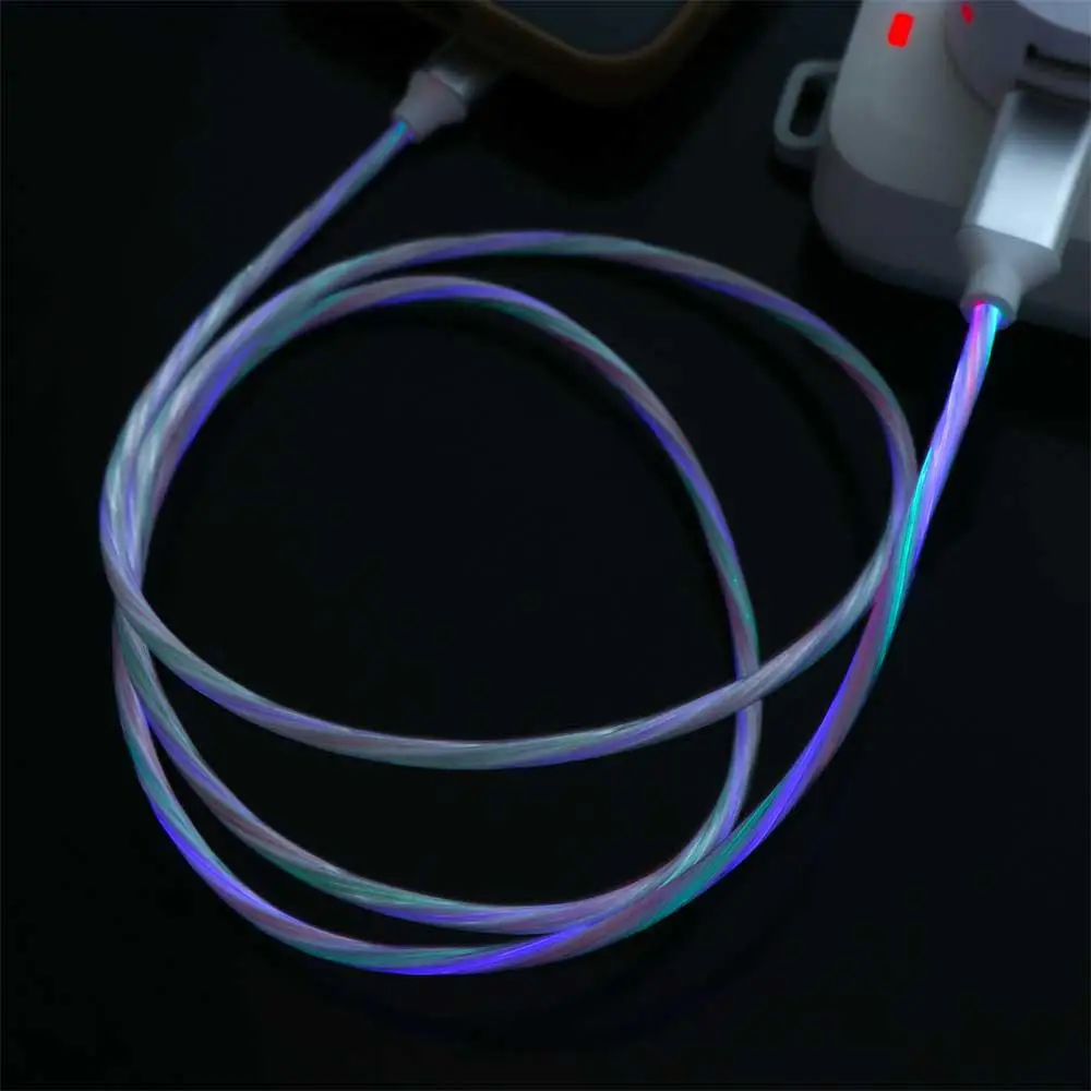 Data Line LED USB C Wire Luminous Micro USB LED light Glowing Cable Mobile Phone Charging Cables Charge Wire Type C Data Cord