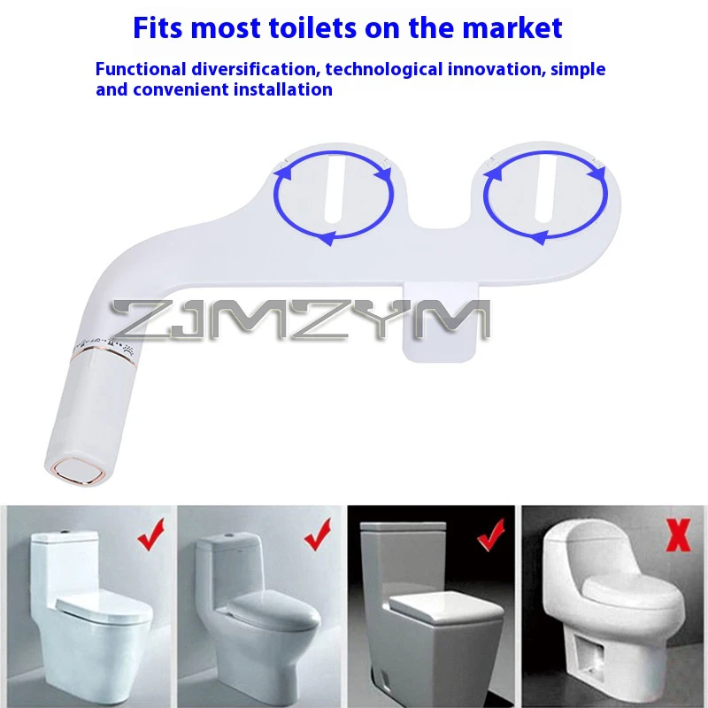 Toilet Bidet Ultra-Slim Bidet Toilet Seat Attachment With Inlet Adjustable Water Pressure Bathroom Hygienic Shower
