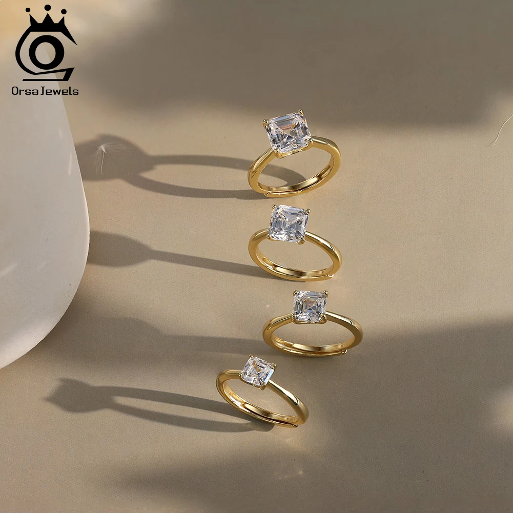 

ORSA JEWELS 1-4CT стерлингового серебра 925 пробы обручальное кольцо квадратной огранки пасьянс кубический циркон свадебные кольца обещания ювелирные изделия LZR38