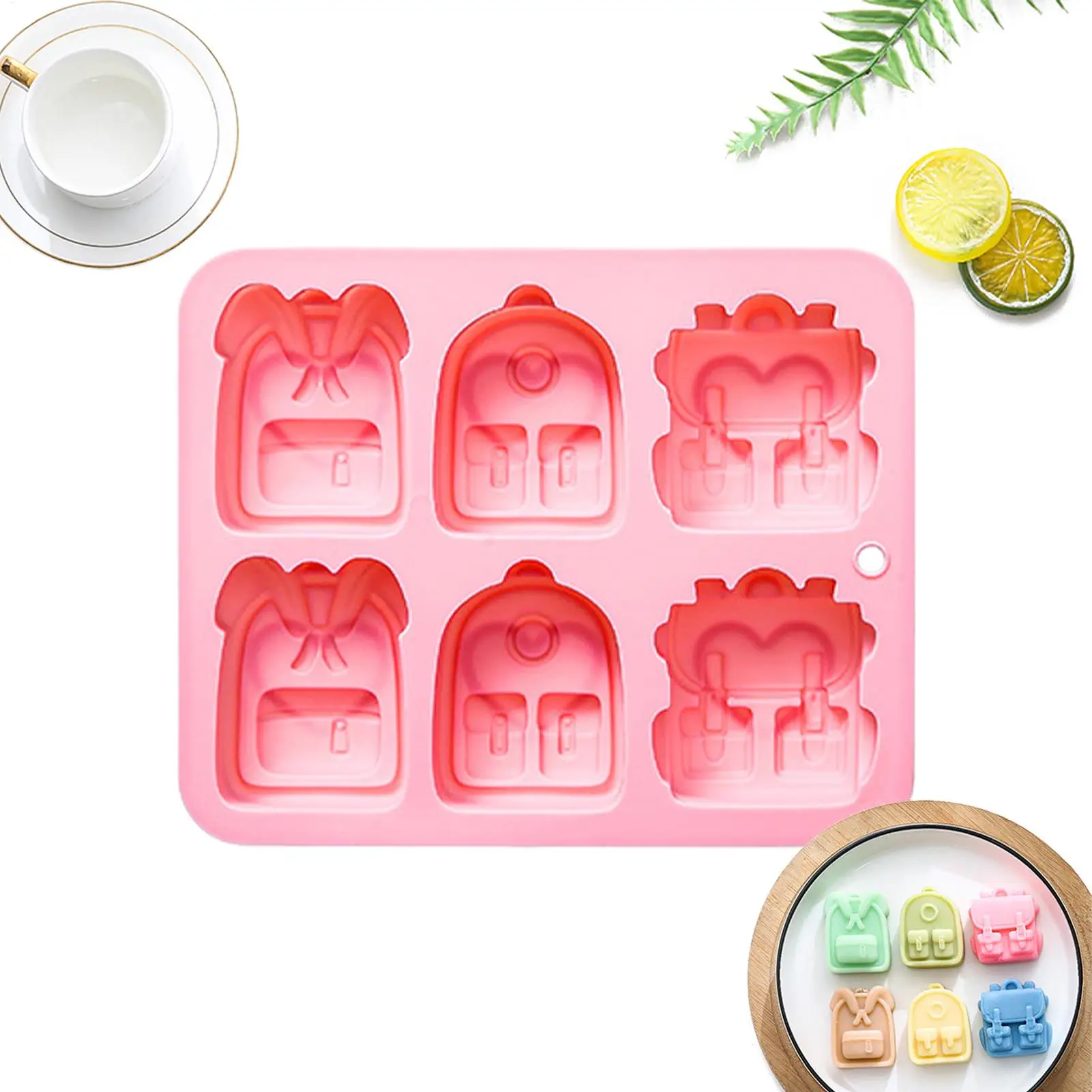 Silicone Mold  6 Cavity Backpack Silicone Candy Molds for Chocolate Candy Cupcake Topper Decorating Silicone Molds Baking Molds