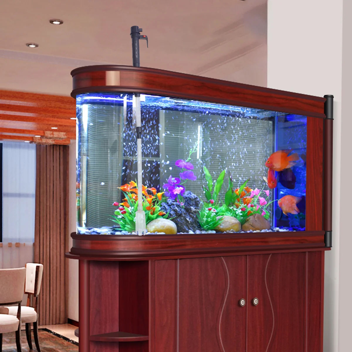 

Fish Tank Vacuum Electric Aquarium Syphon Dark Water Filter Tool Adjustable Height Siphon Cleaner Siphon Filter