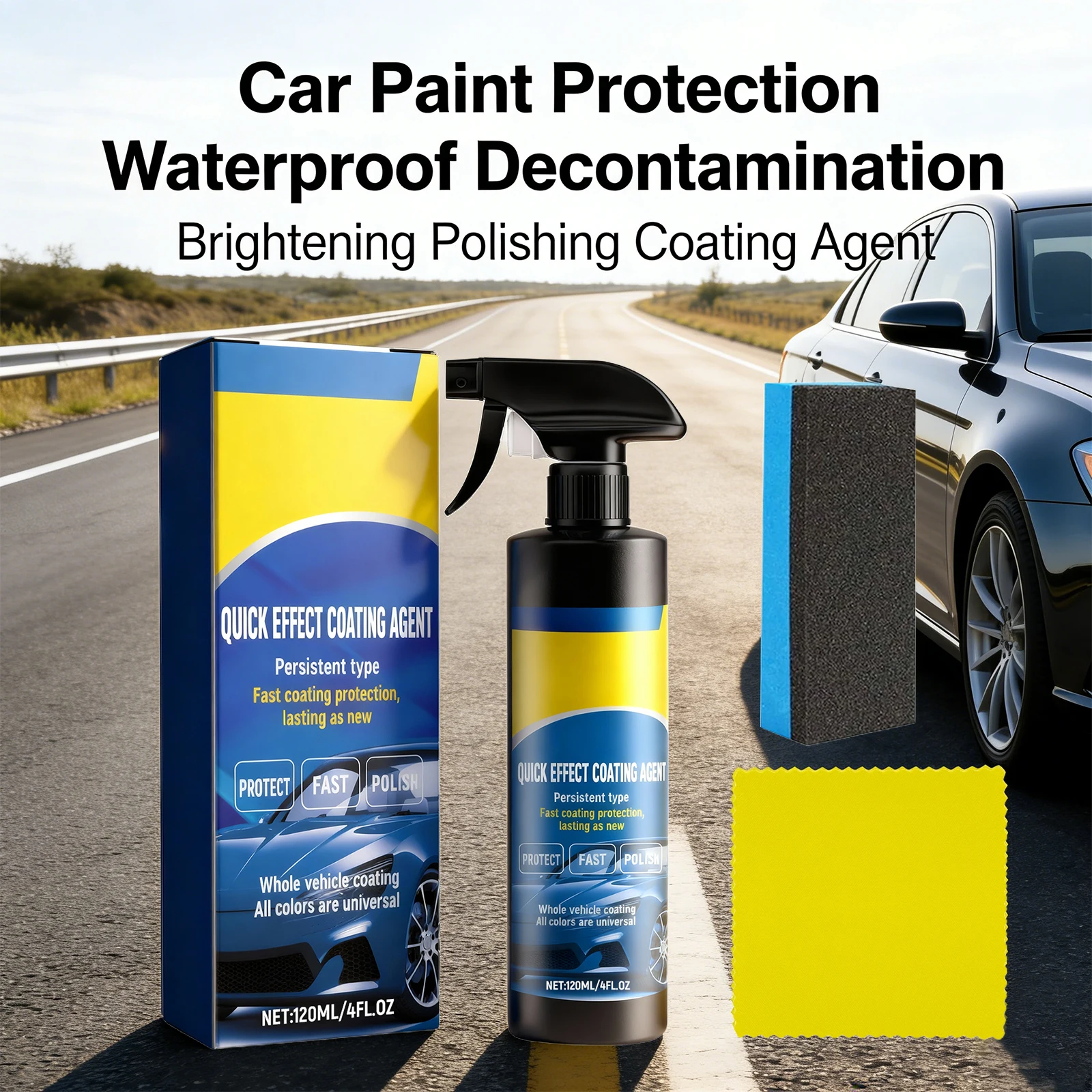 Coating Agent Waterproof Anti-Fouling Descaling Brightening Polishing Protection Car Paint Coating Agent with Sponge and Cloth