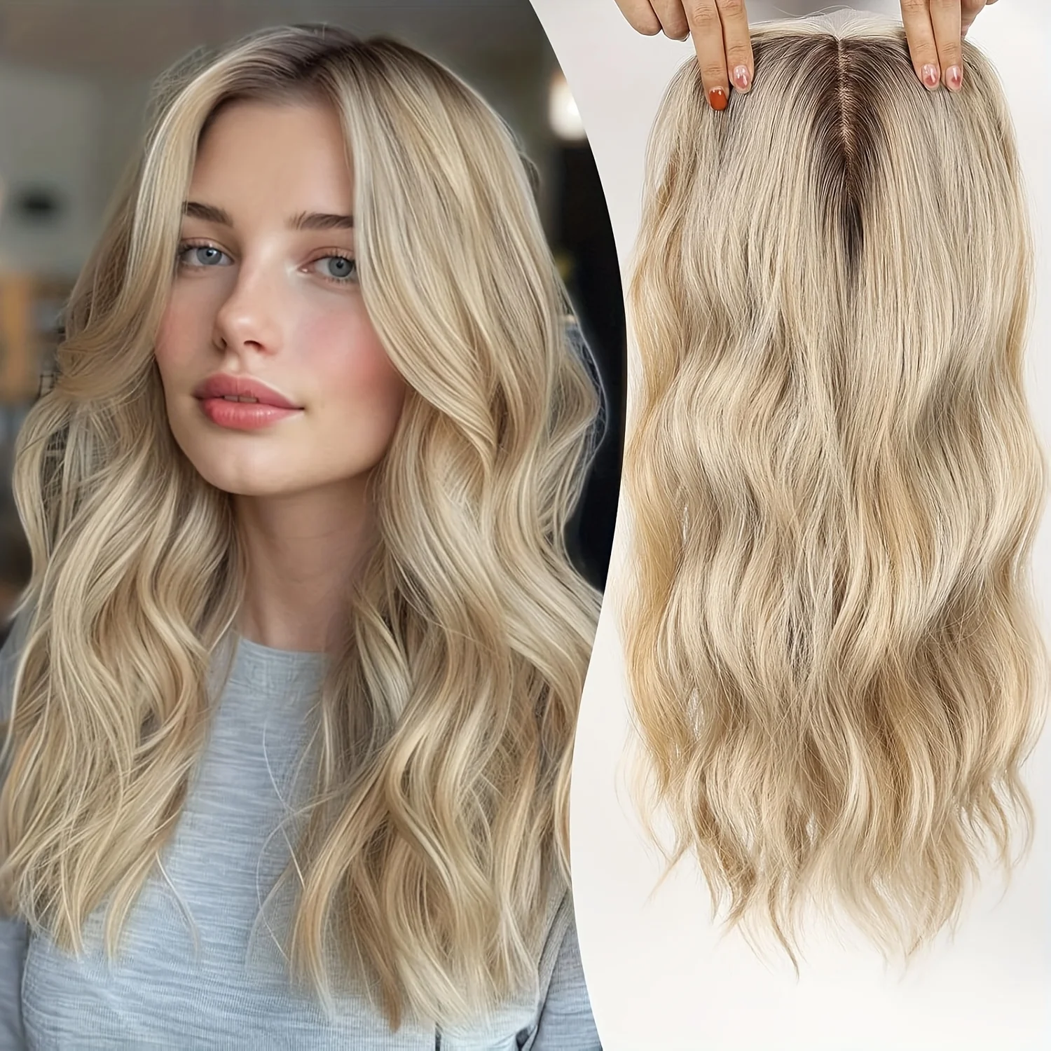 

Hand Tied 100% Human Hair Topper Full Swiss Lace Base For A Luxurious Look & Feel Deep Wave #8