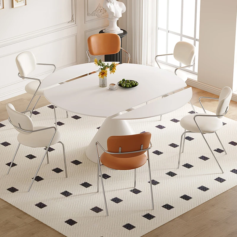 

Living Room Round White Table Kitchen Appoint Service Mid Century Modern Extendable Legs Tavoli Da Pranzo Kitchen Furniture