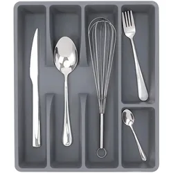 Silverware Drawer Organizer Expandable Utensil Tray for Kitchen Adjustable Flatware and Cutlery Holder Black Cutlery Organiser