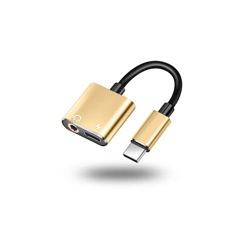 Konverter Splitter kabel Audio, adaptor Jack Earphone USB C 2 in 1 Tipe C ke 3.5mm untuk Samsung LG Xiaomi ponsel pintar tipe-c