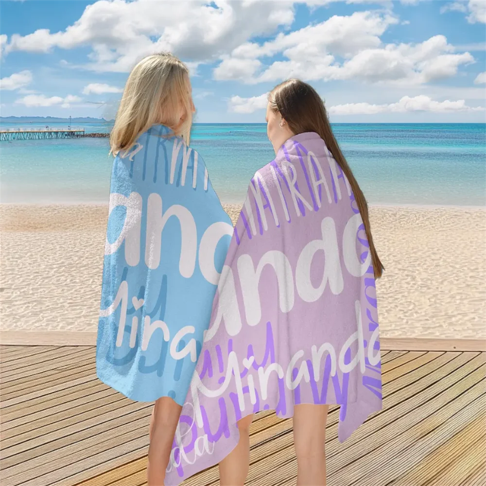 1pc Custom Name Beach Towel Personalized Microfiber Towel for Wedding Party Souvenir for Beach Swimming Bath Yoga Seaside