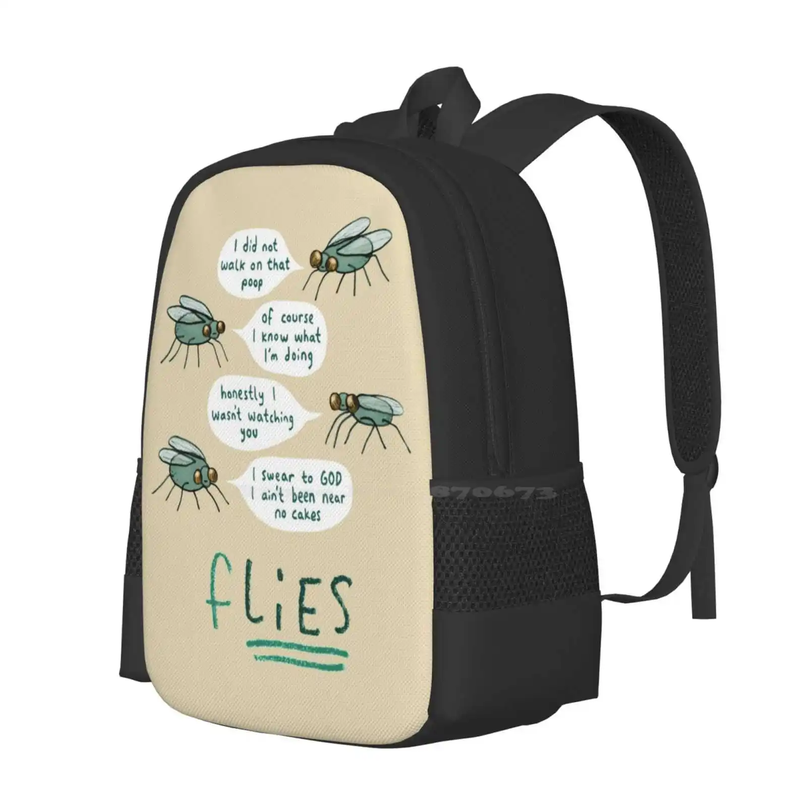 Flies Hot Sale Schoolbag Backpack Fashion Bags Flies Cute Kawaii Illustrated Bug Creepy Crawlie Bluebottle Buzz Eyes Cheeky