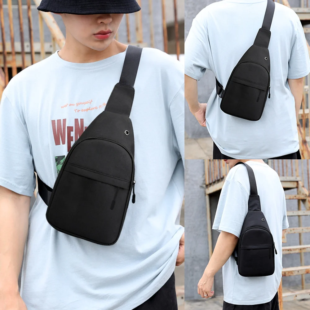 Bolso de pecho de hombro para hombre, mochila cruzada con carga USB, riñonera de lona para deportes al aire libre, organizador de carteras para teléfono