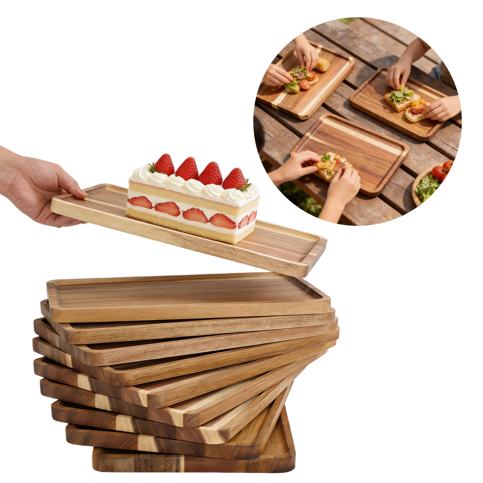 

Набор из 12 деревянных сервировочных подносов из акации для рождественского ужина, тарелки для сыра и мясных закусок, доска для овощей и закусок