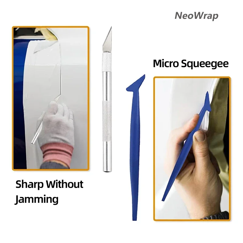 Professional Vinyl Wrap Tool Kit: Carbon Fiber Felt Squeegee, Micro Scraper & Hobby Knife for Car Window Tinting DIY Application image 6