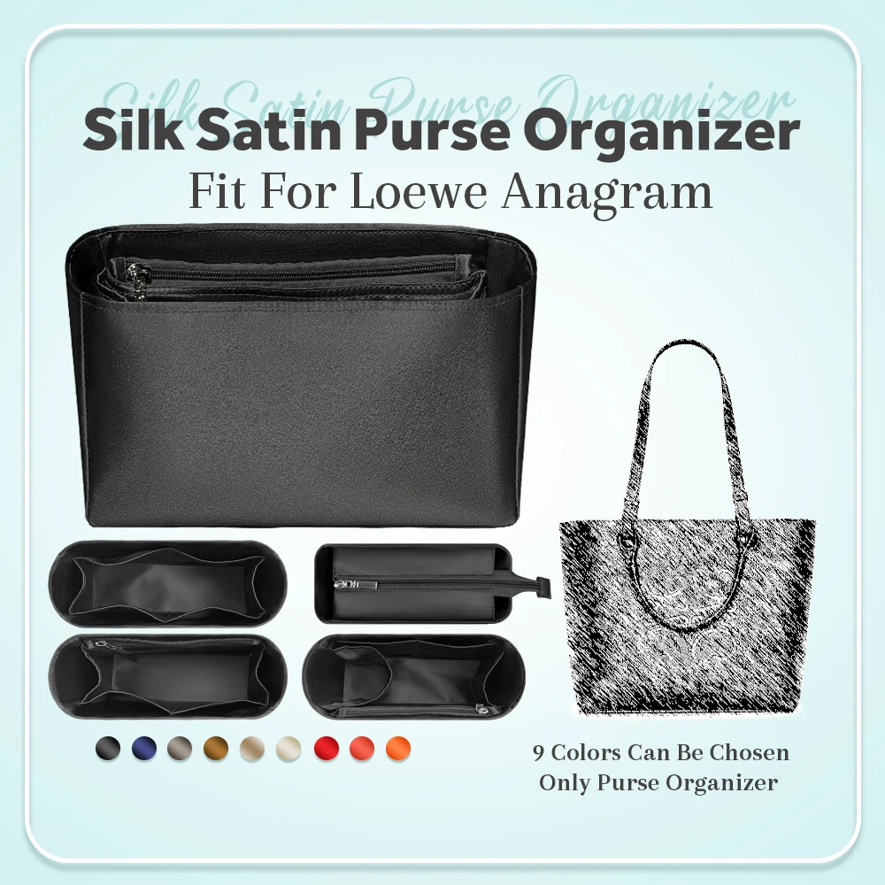 

Silk Satin Purse Organizer Insert, Large Inside Bag Organizer Insert Fit for Loewe Anagram Tote Inner Liner Bag In Bag Insert