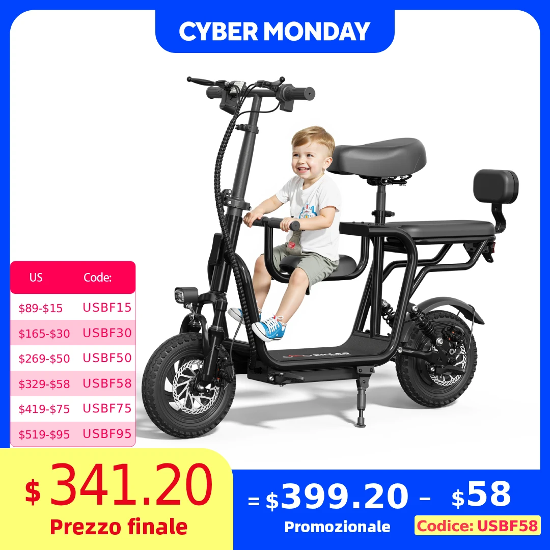 

48V Electric Scooter with Seat for Adults Electric Scooter with 750W Peak Power Motor 18.75 MPH 20 Mile Range, Dual Disc Brakes