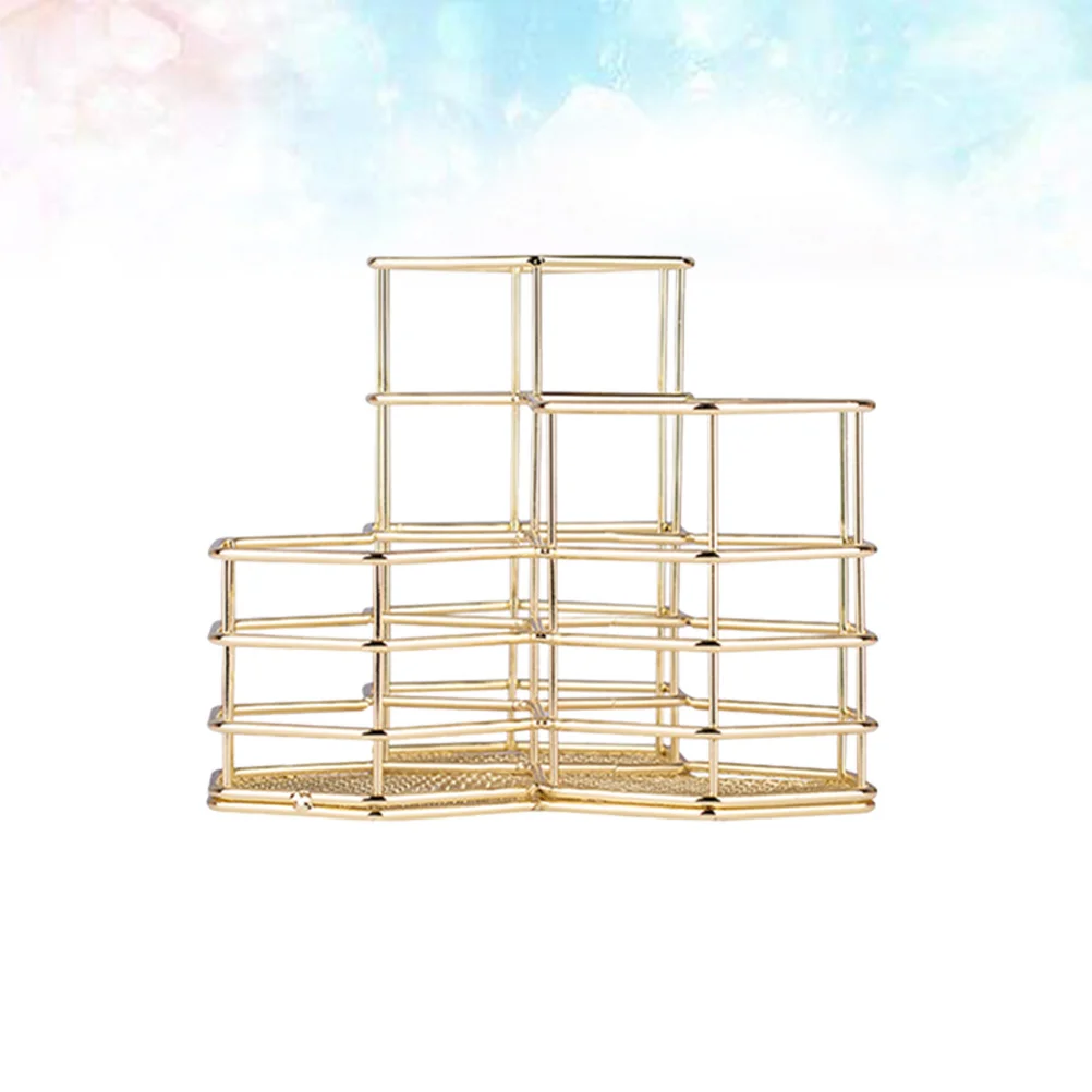

Hexagon Gold Iron Pen Holder Sturdy Makeup Brush Organizer Pencil Cup Desk Stationery Container Pen Holder Stationery Organizer