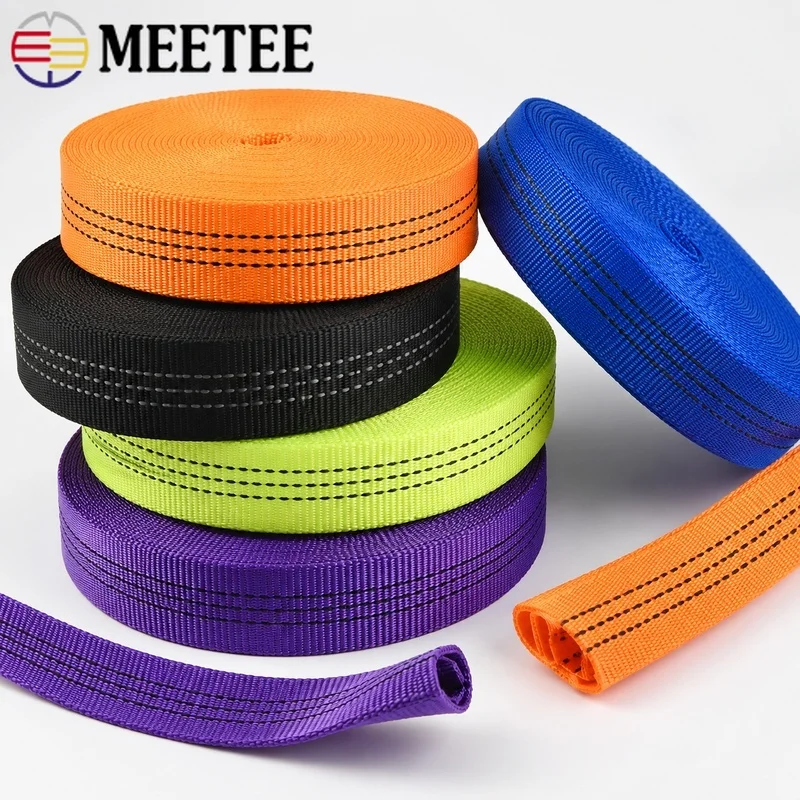Cinta tubular de nailon de 10M y 25mm, doble capa, reflectante, para bolsos, correas de perro, mochilas, accesorios de costura, collares y uso en exteriores.
