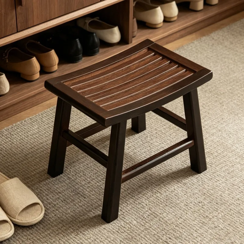 Low Solid Wood Stool Modern Multifunctional Shoe Changing Stools Minimalist Bathroom Non-slip Stool Removable Portable Furniture