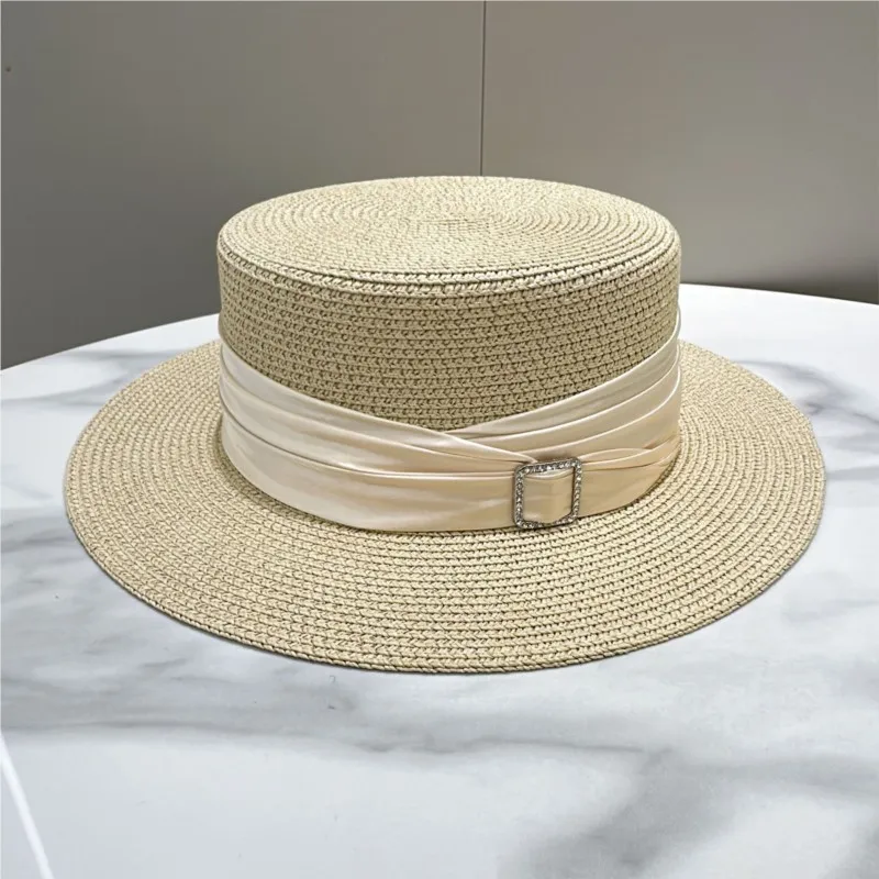 

New style hat flat top vacation woven large brim lady's