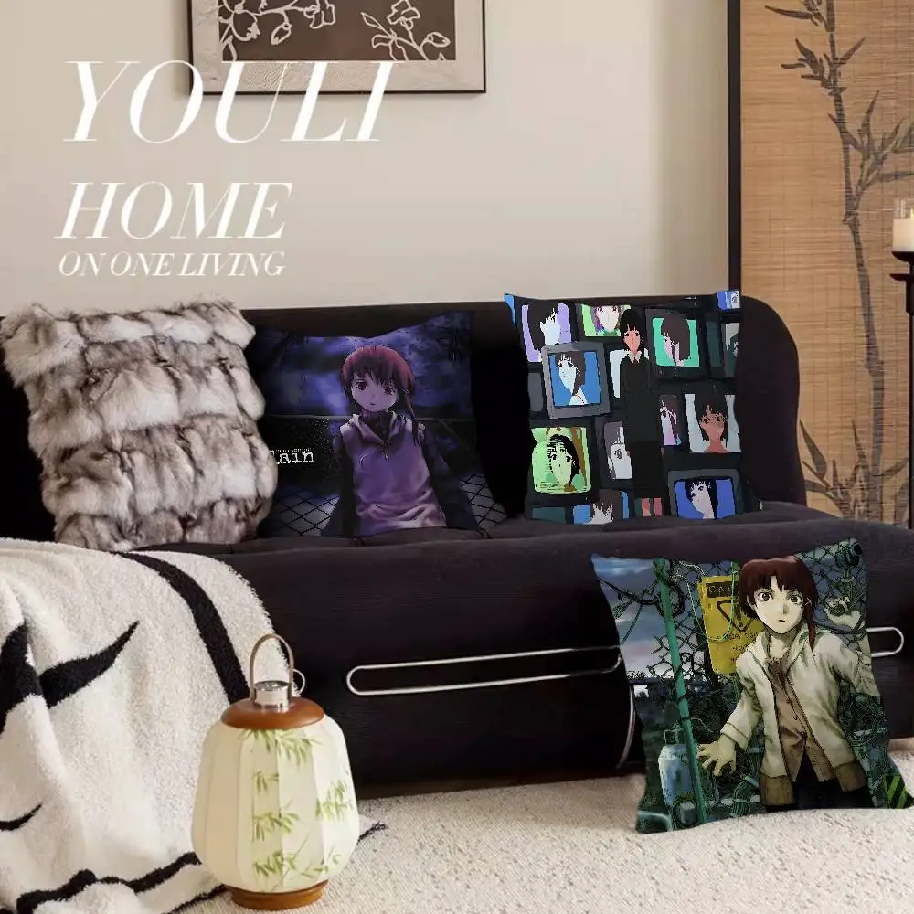 Serial Experiments Lain cartoon Office Cushion Pillowcase Car Cushion Cover45X45CM Lumbar Pillowcase Sofa Pillowcover