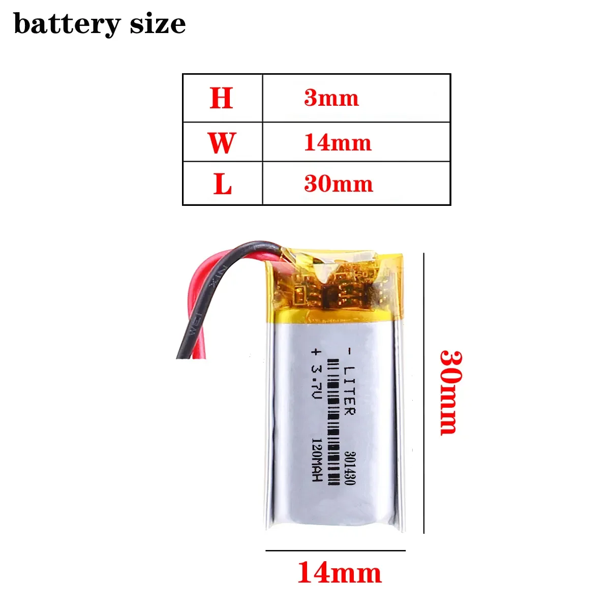 3.7V lithium polymer battery 301430 301530 120MAH Bluetooth speakers steelmate small toys