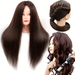 Mannequin Head 22 Inch Brown 95% Real Human Hair Training Hair Barber Mannequin Head Doll Hair Styling