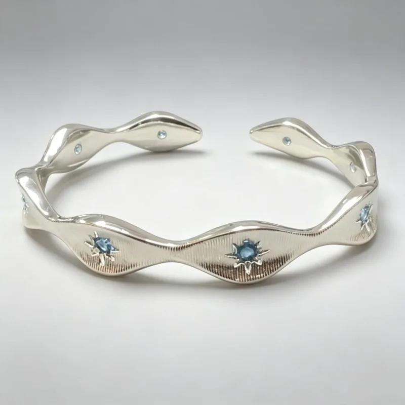 925 Sterling Silver Bracelets for Women Men String Accessories Blue CZ Pattern Pendant Party Jewelry Gift