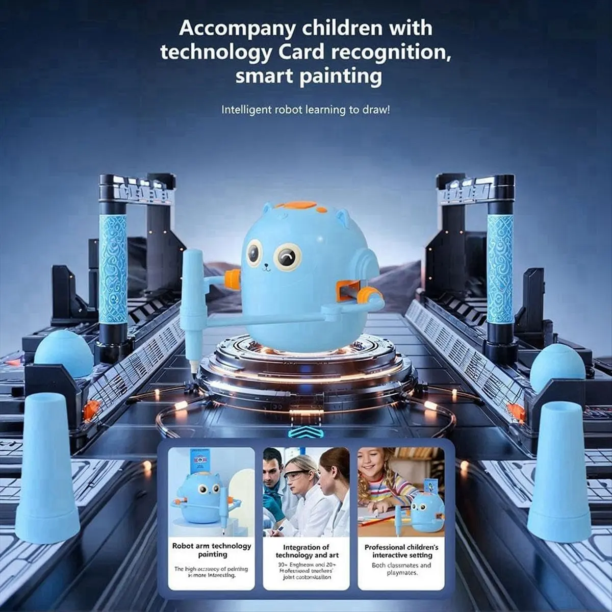Latest ABBQ-Interactive Educational Drawing Robot, 100 Drawing Cards,Intelligent Drawing Robot, Early Educational Drawing Robot