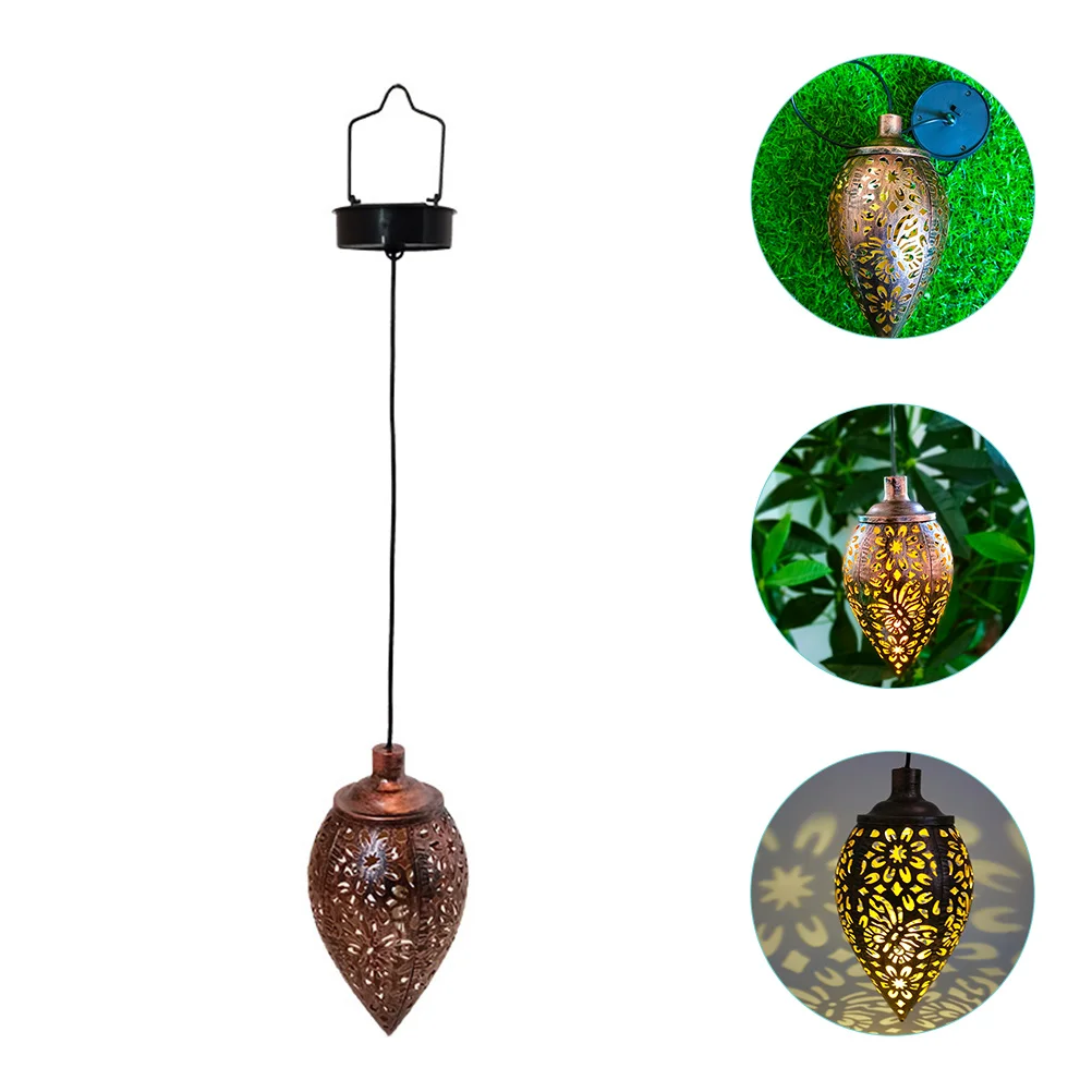 

Solar Lantern Hanging Outdoor Lanterns Lights Chandelier Wrought Iron Projection