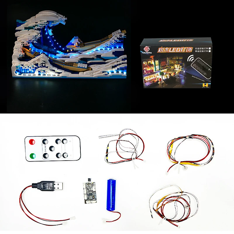 DIY RC LED Light Kit For LEGO DK3003 Kanagawa surf  (Only LED Light,Without Blocks Model)