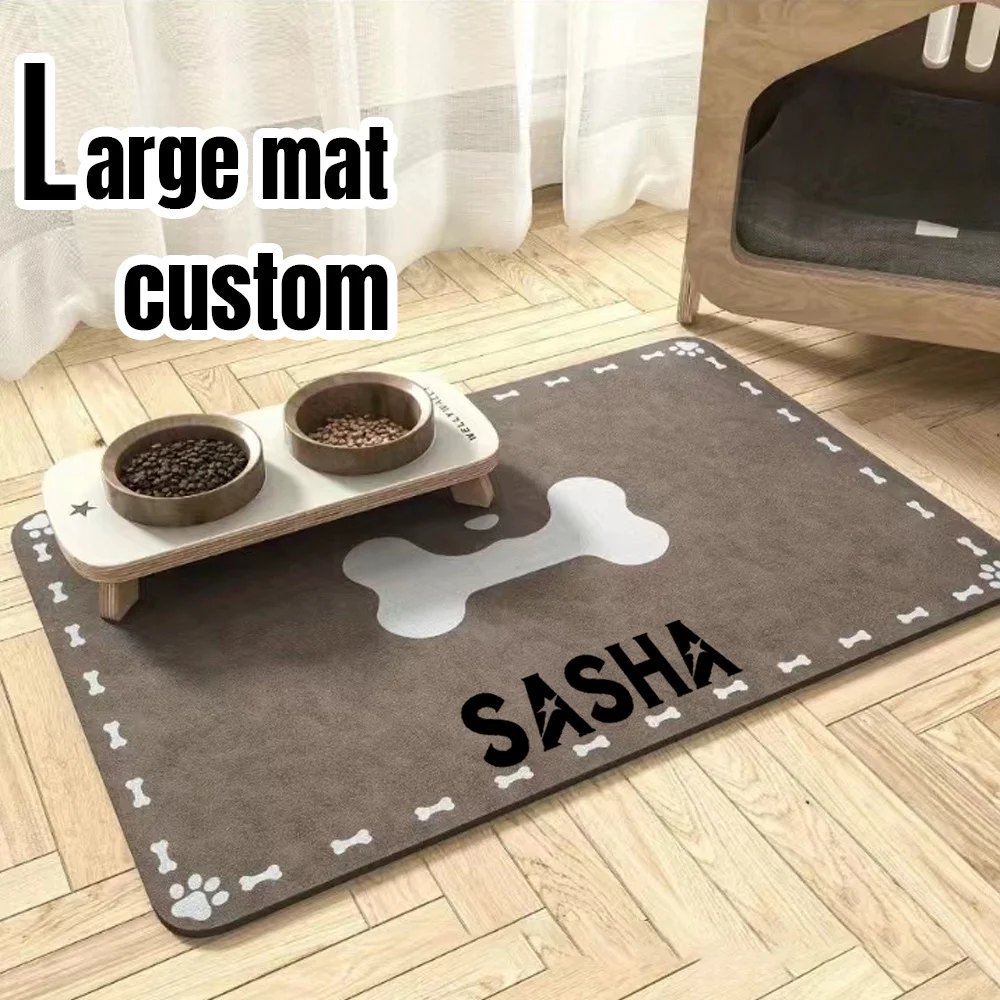 Paillasson Sasha avec nom personnalisé avec bol de chien et imprimés de pattes, tapis d'entrée antidérapant Durable, parfait pour les amoureux des animaux de compagnie, décoration de la maison