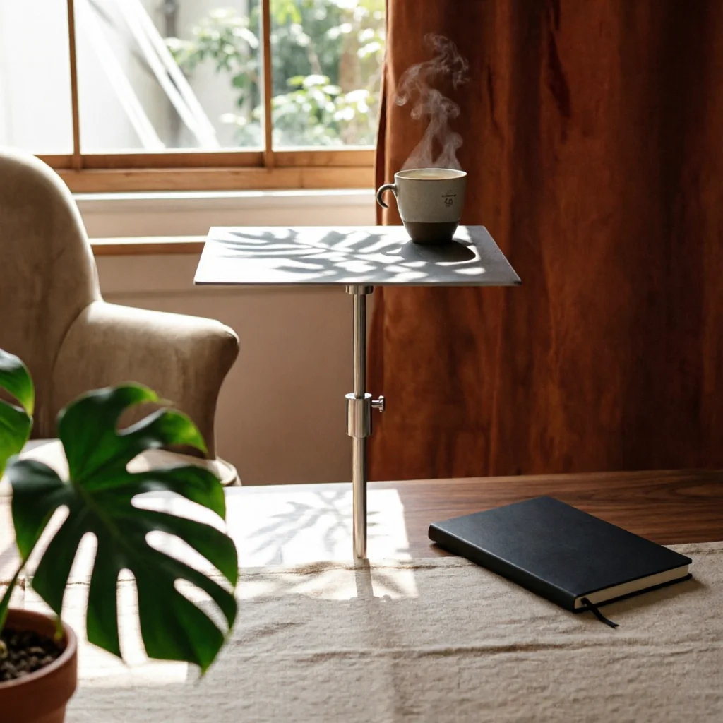 Height Adjustable Side Table Electroplated Metal Side Table Nightstand Stable Furniture Sturdy for Living Room, Bedroom