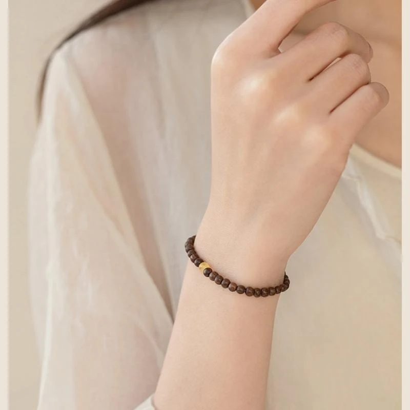Natural Sandalwood Bracelet for Women Retro Style Wristband Bangles Buddhist Prayer Beads Perfect Gift for Friends