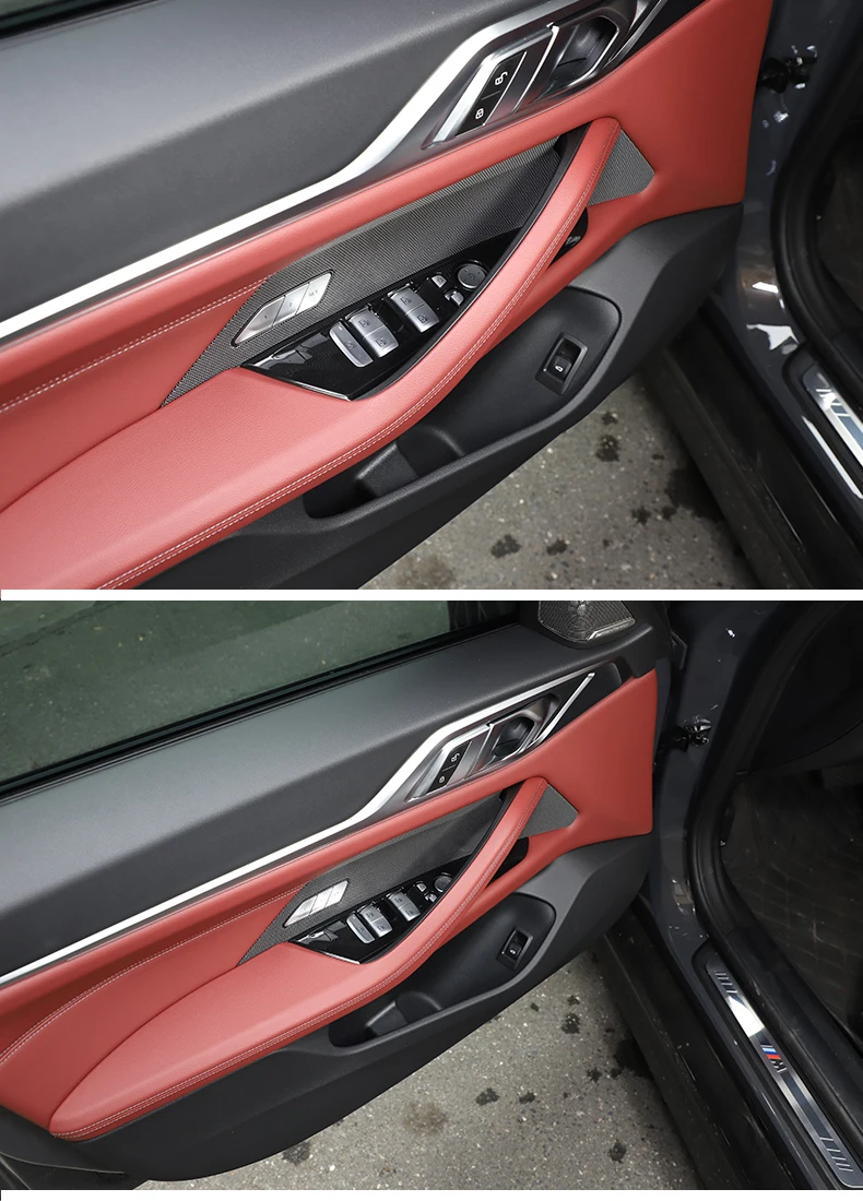 Für BMW 4er G26 2021-2022 ABS Carbon Faser/Schwarz Auto Fensterheber Taste Dekorative Rahmen Aufkleber auto Innen Zubehör – Detail 7