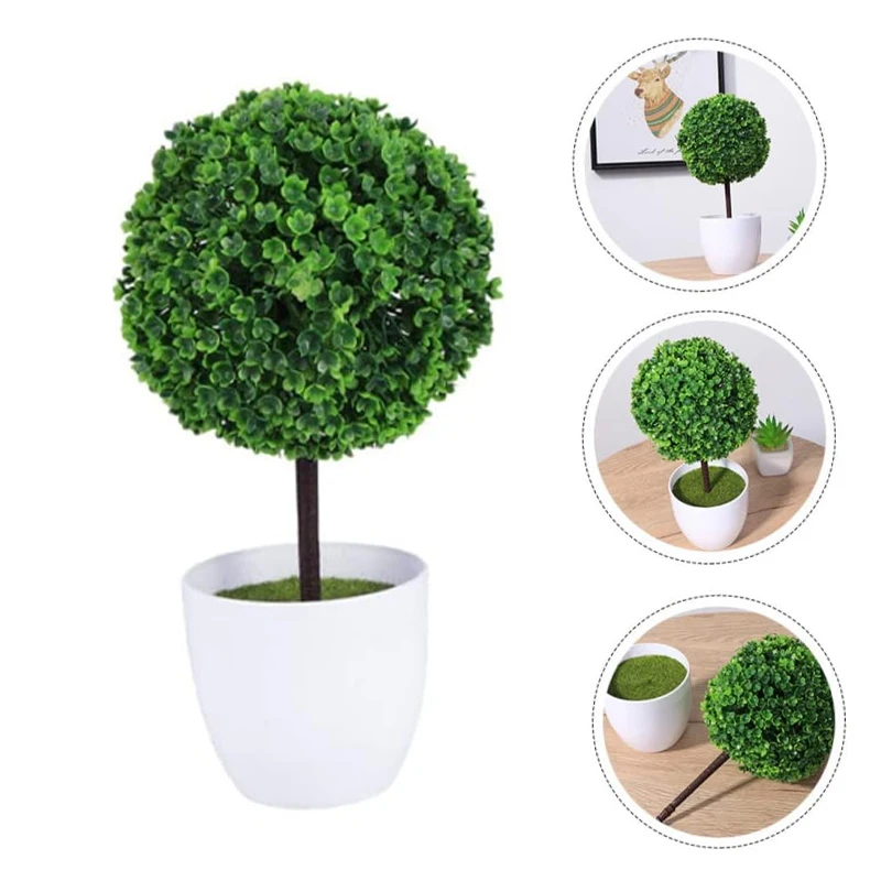 Artificial Plants Potted Green Bonsai Sakura Snowball Small Tree Plants Fake Flowers Potted Ornaments Home Garden Decor