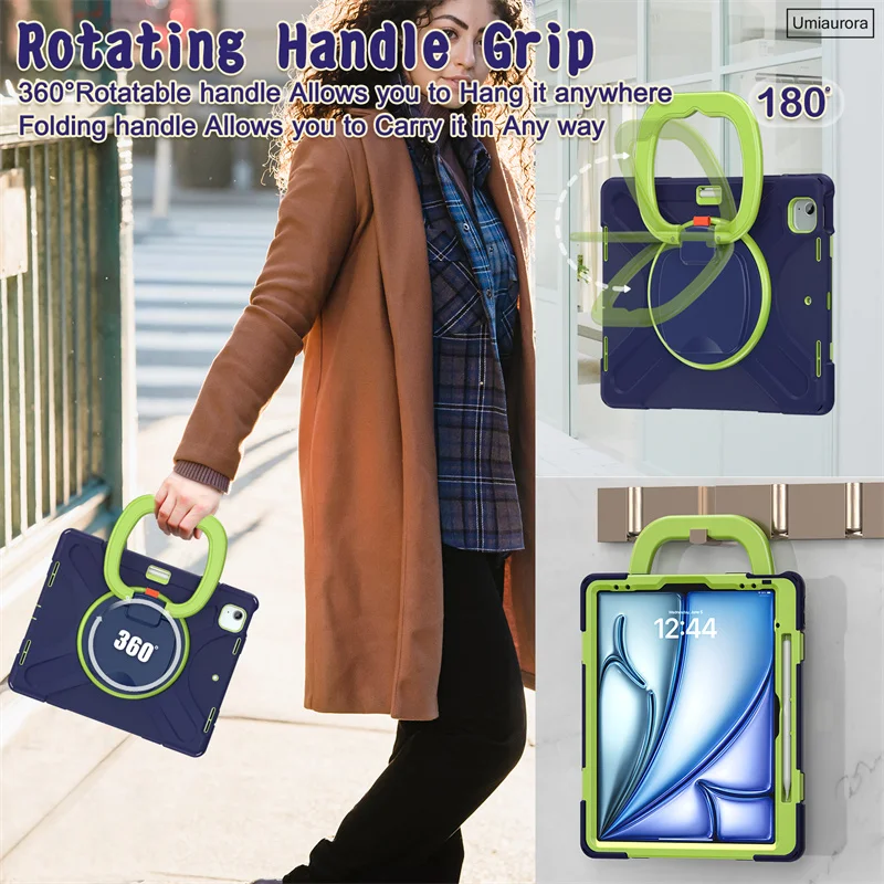 لباد ميني 8.3 "الهواء 10.9 برو 11 12.9 13 بوصة M2 M3 M4 M5 الثقيلة وعرة اللوحي حالة سحب حلقة حامل حزام للصدمات Funda #5