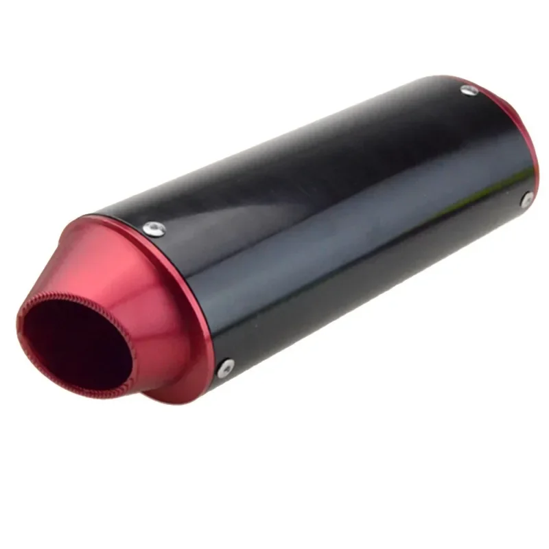 Stainless Steel 1.5 inch Inlet Exhaust Muffler and Slant Cut  Tip Red