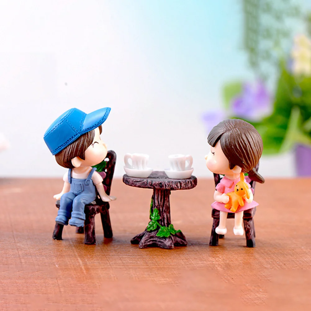 

2 Sets Moss Micro Landscape Ornaments Decoration Simulated Mini Furniture Chair Miniature Chairs for Crafts