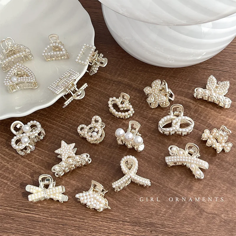 20 Styles Small Pearl Hair Claw Clip For Girls Bow Hairpin Flower Mickey Hairclip Women Mini Bangs Crab Clip barette Accessories