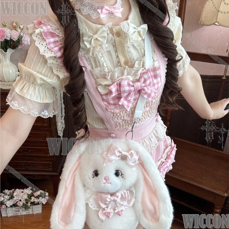 Vestido Lolita original de Jirai Kei, diseño de pastel de fresa, color rosa, estilo dulce y de princesa, ideal para fiestas de Comic Con, eventos de cosplay, Navidad y carnaval.