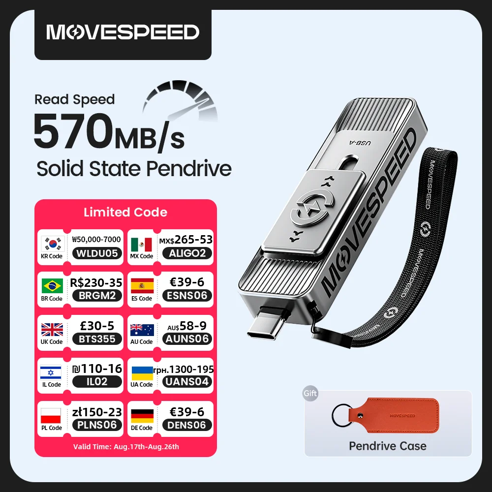 Movespeed sp05 570 mb/s usb tipo c unidade flash 2tb 1tb 512gb 256gb 128gb otg usb 3.2 gen 2 pendrive para iphone 15/16 computador portátil