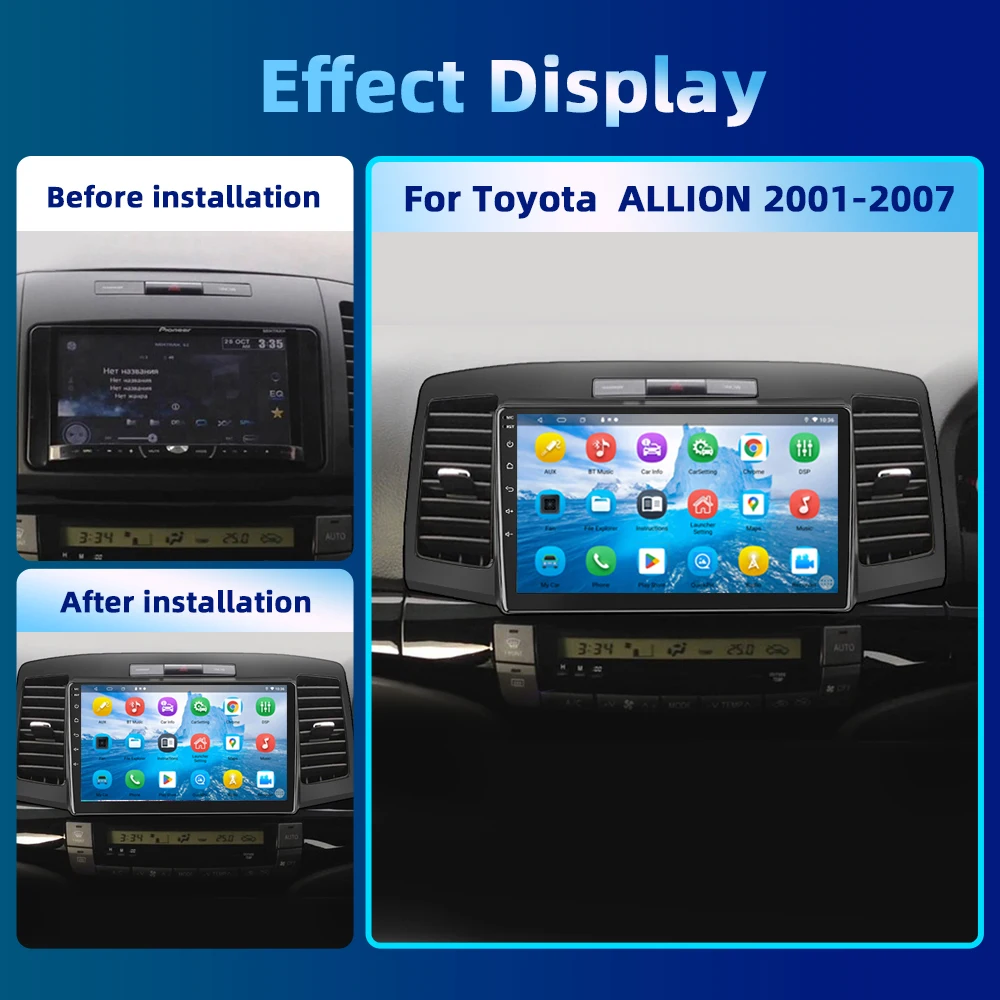 PEERCE For Toyota Allion Premio T240 2001-2007 Car Radio Android 13 Multimedia System Navigation GPS Auto Carplay No 2din DVD