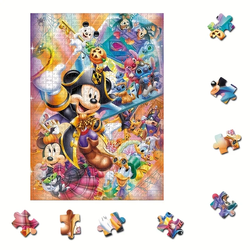 1000 peças mickey & minnie mouse, pato donald, pateta, plutão, figaro quebra-cabeça-jogo oficial de festa de aniversário/natal com vibrante