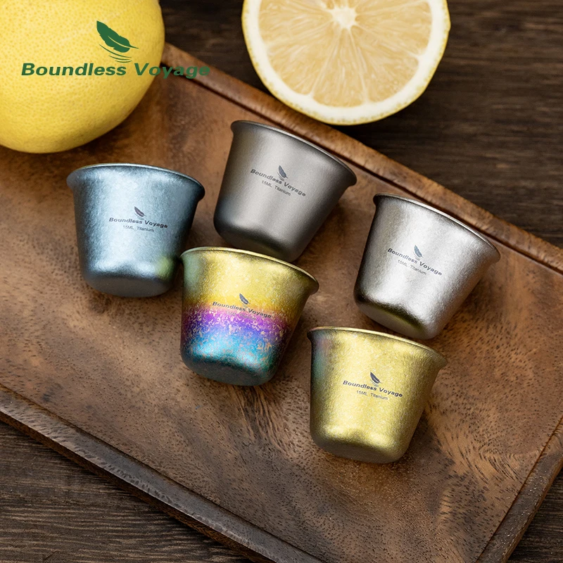 Boundless Voyage 15ml Titanium Wine Sake Cup Mini Drinking Cup Small Tequila Whiskey Cup Outdoor Camping Portable Drinkware