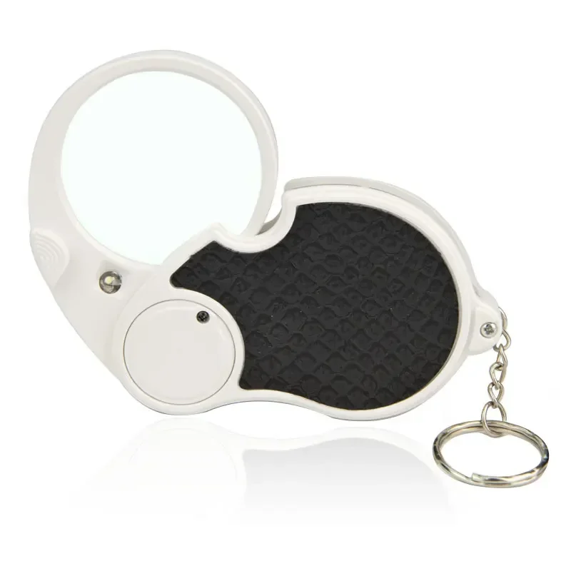 

Pocket Magnification 5X Lighted Jewelry Magnifiers Portable Magnifying Glass with LED Light Handheld Keychain Movable Lever Lupa