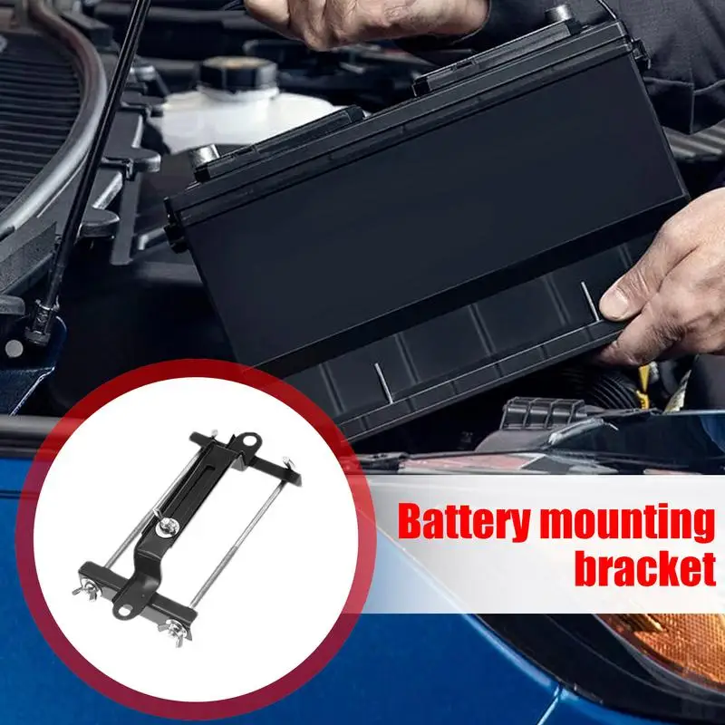 Adjustable Battery Hold Down Adjustable Car Battery Crossbar Holder Metal Iron Construction Bolts Included Space-Saving Battery