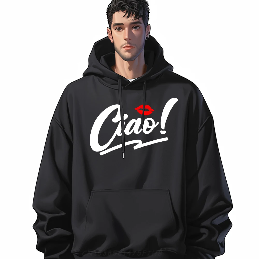 

Graphic Female Hoodies Ciao Italian Hello Goodbye Visit Design Hoodies Crewneck Long Sleeve Street Sweatshirts Lovers Day