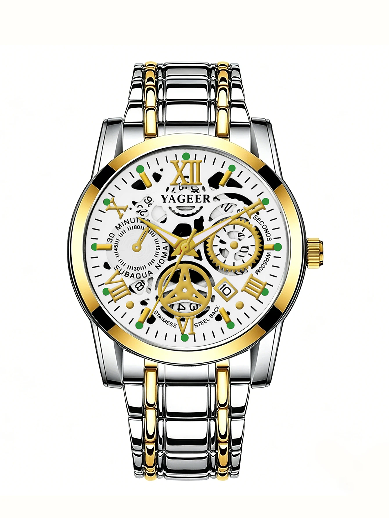 Fashionable Casual Men's Quartz Watch with Stainless Steel Band Calendar Feature Birthday Gift